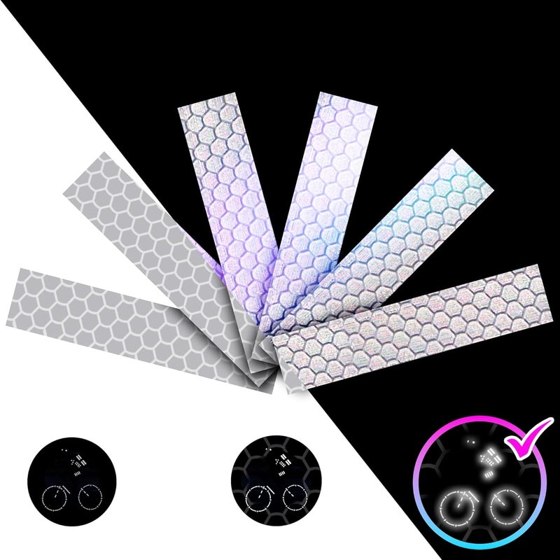 Loom Reflective Stickers for Helmet | 6pcs Brilliant Gray | Similar to 3M Reflective Tape | Bike Reflectors for Night Riding, Mailbox reflectors | Waterproof hi vis Decals for Car, Trailer - Image 1